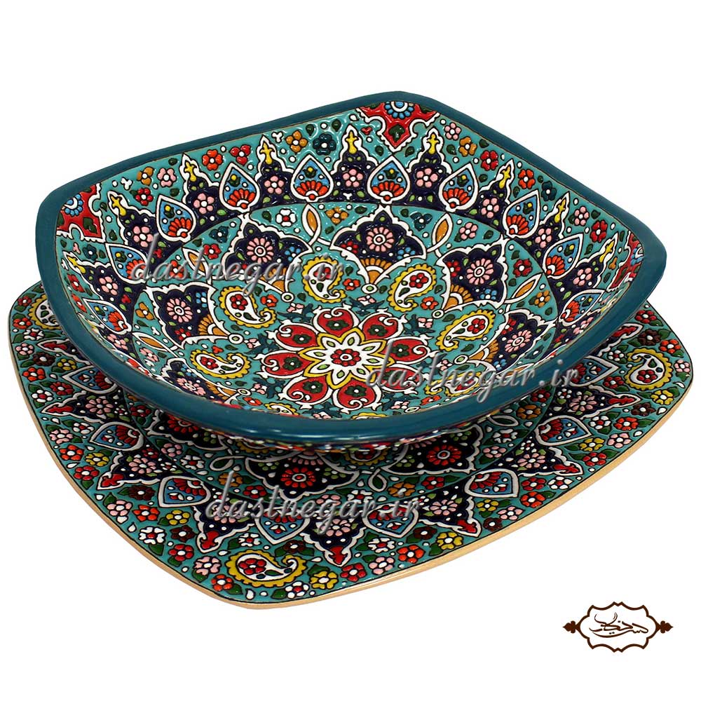 کاسه و بشقاب میناکاری 