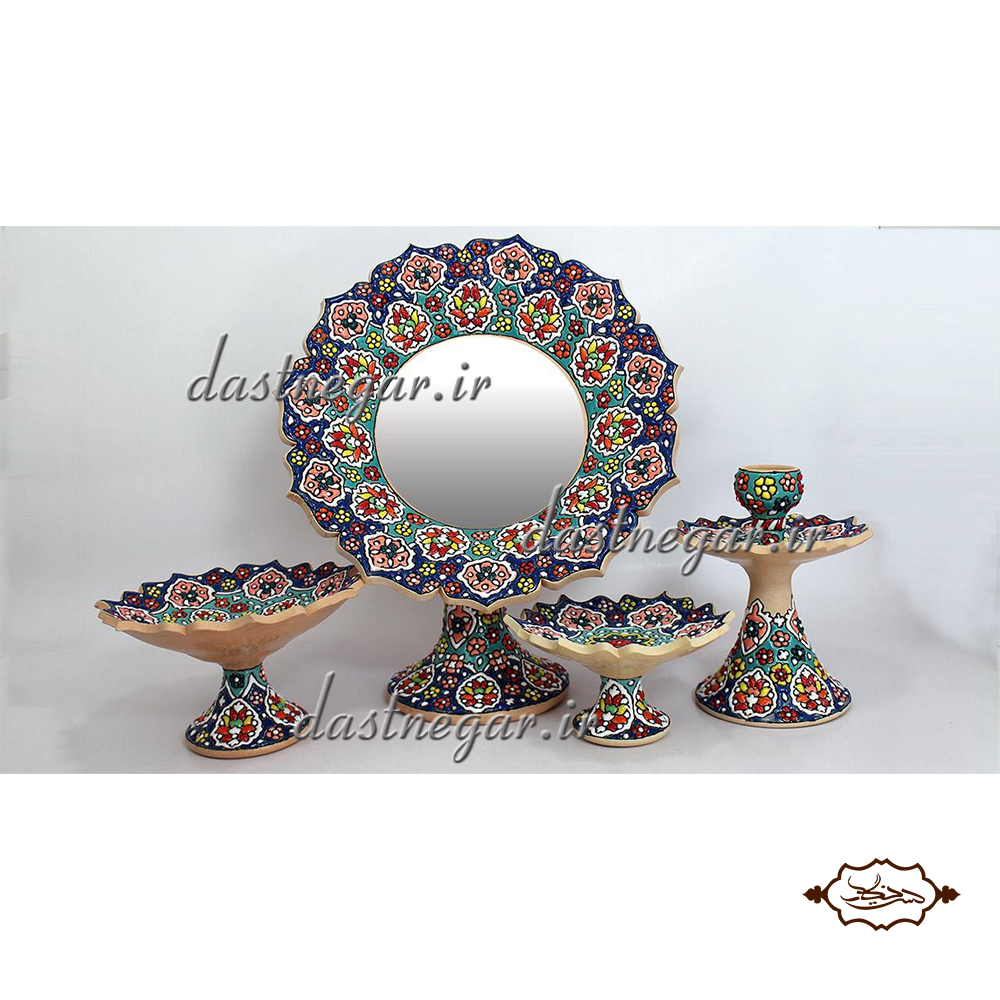 هفت سین میناکاری طرح آندیا 10 پارچه برجسته مینا کاری روی سفال میناکاری ظرف ظروف هفتسین سفره هفت سین