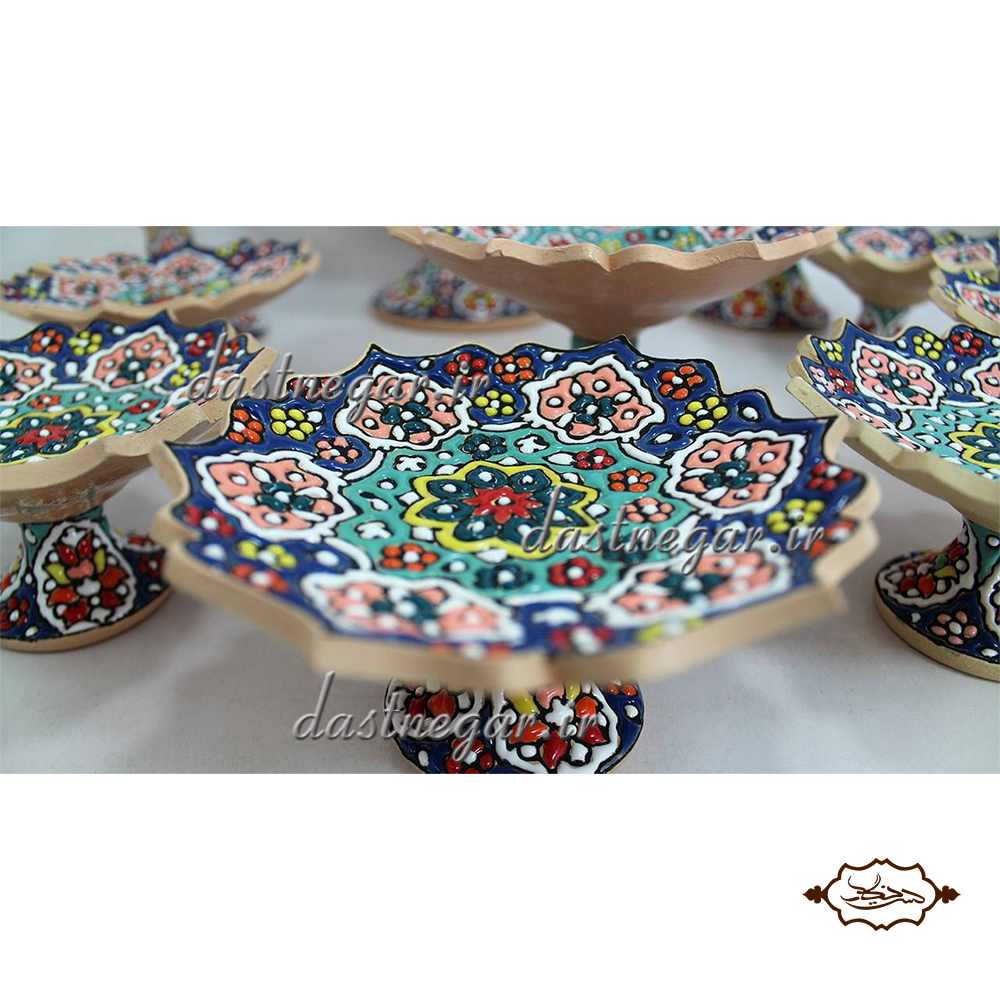 هفت سین میناکاری طرح آندیا 10 پارچه برجسته مینا کاری روی سفال میناکاری ظرف ظروف هفتسین سفره هفت سین