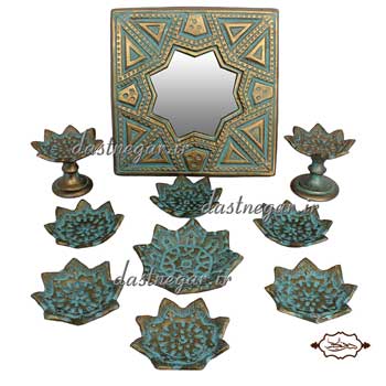 مجموعه ظروف هفت سین 9 پارچه دست نگار طرح 8 پر
