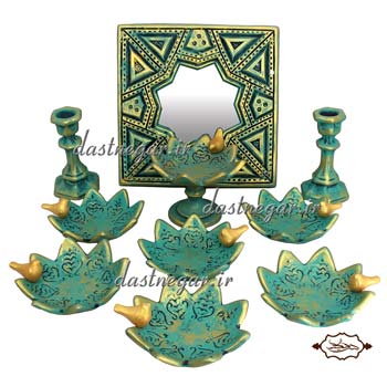 مجموعه ظروف هفت سین 10 پارچه دست نگار طرح 8 پر