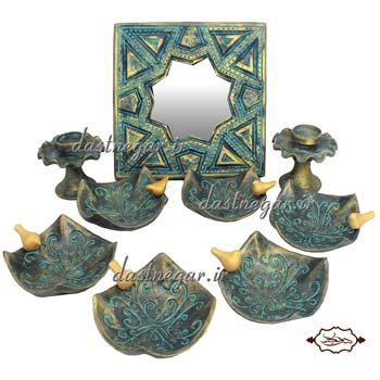 مجموعه ظروف هفت سین 9 پارچه دست نگار طرح پیچکی